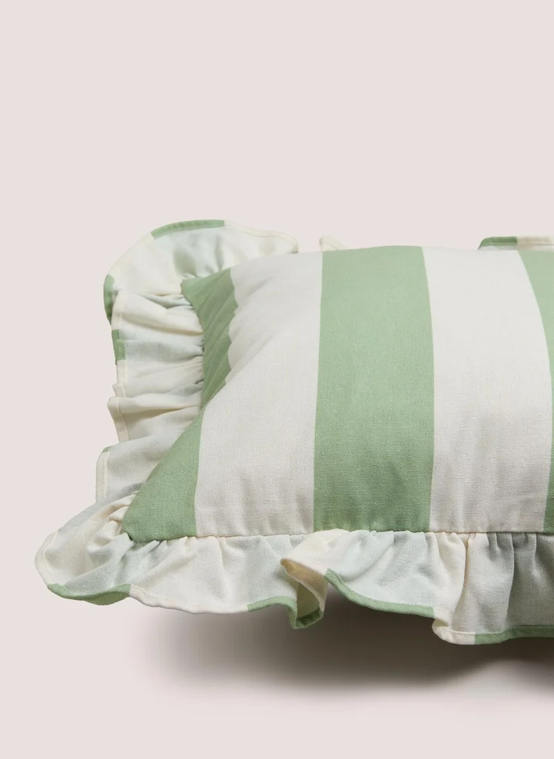 ماتلان Green Stripe Frill Edge Cushion